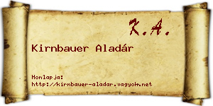 Kirnbauer Aladár névjegykártya